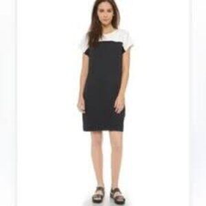 Vince Colorblock Short Sleeve Shift Dress Pockets Black/White Size XXS